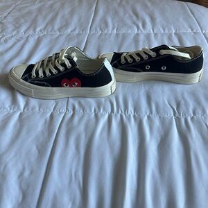 Converse Black and Cream Sneakers with Red Heart